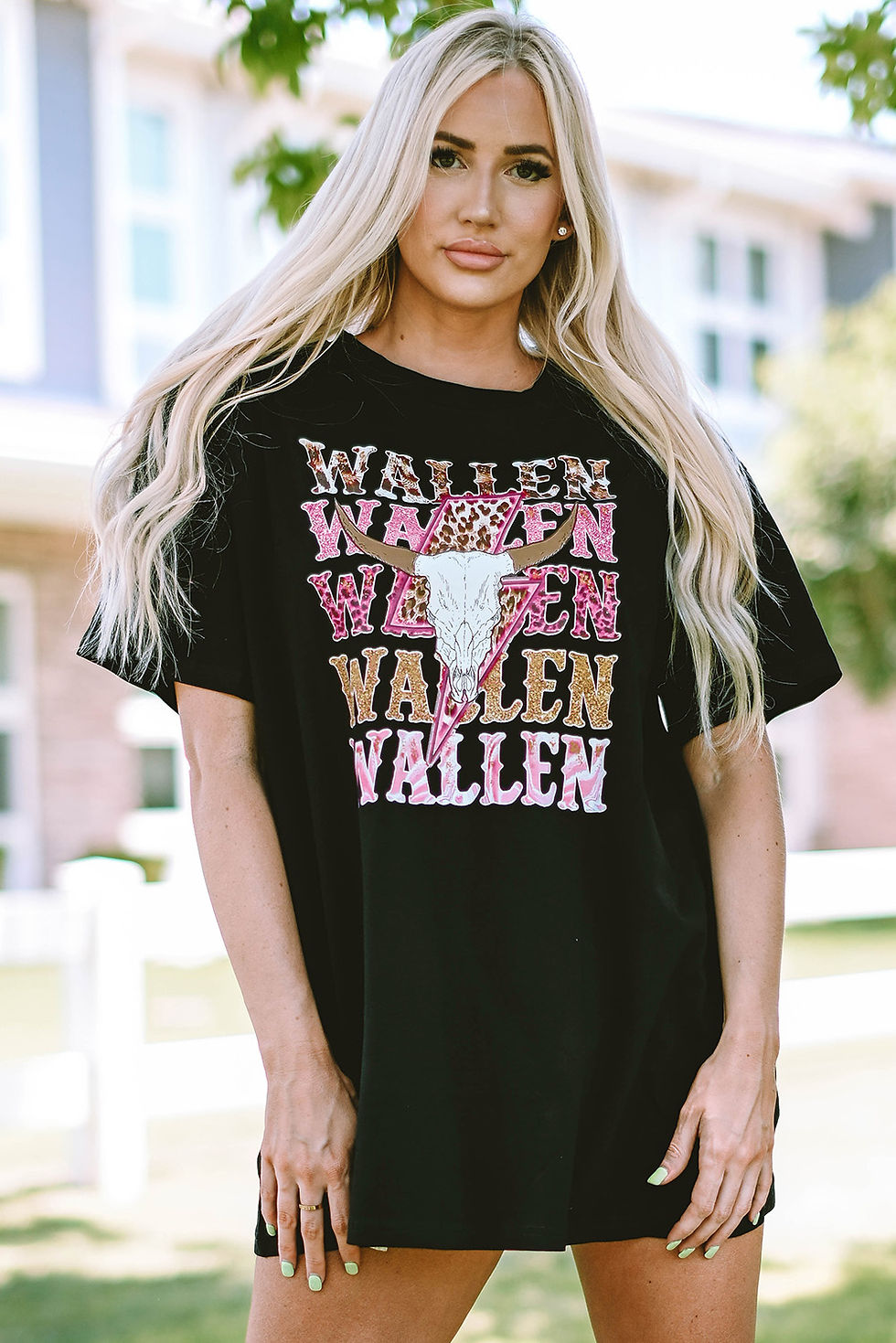 Thumbnail: WALLEN Cowskull Graphic Oversized Tee — Style A