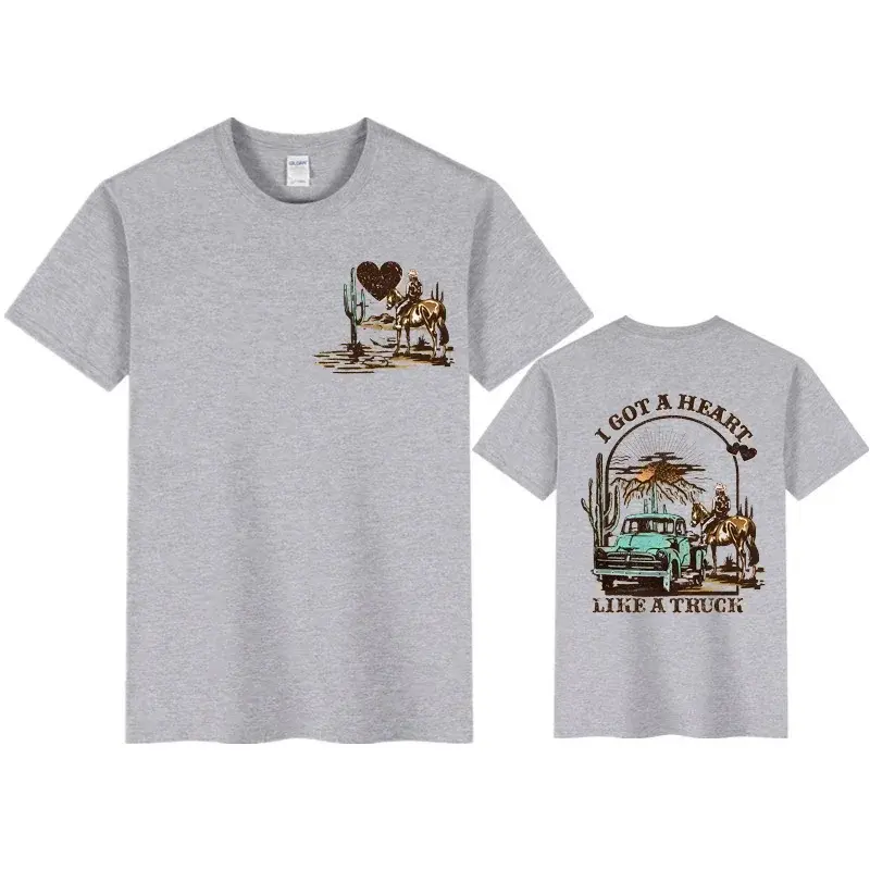 Thumbnail: Women T-shirts I Got A Heart Like A Truck Front and Back Shirt Cowboy Tshirts We