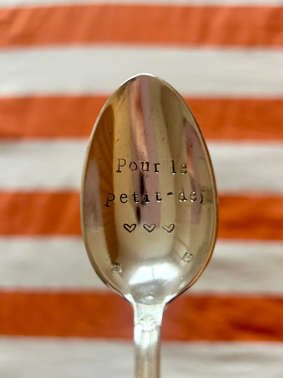 Miniature : Cuillère à dessert imparfaite "Pour le petit-dej ❤️❤️❤️" avec encre