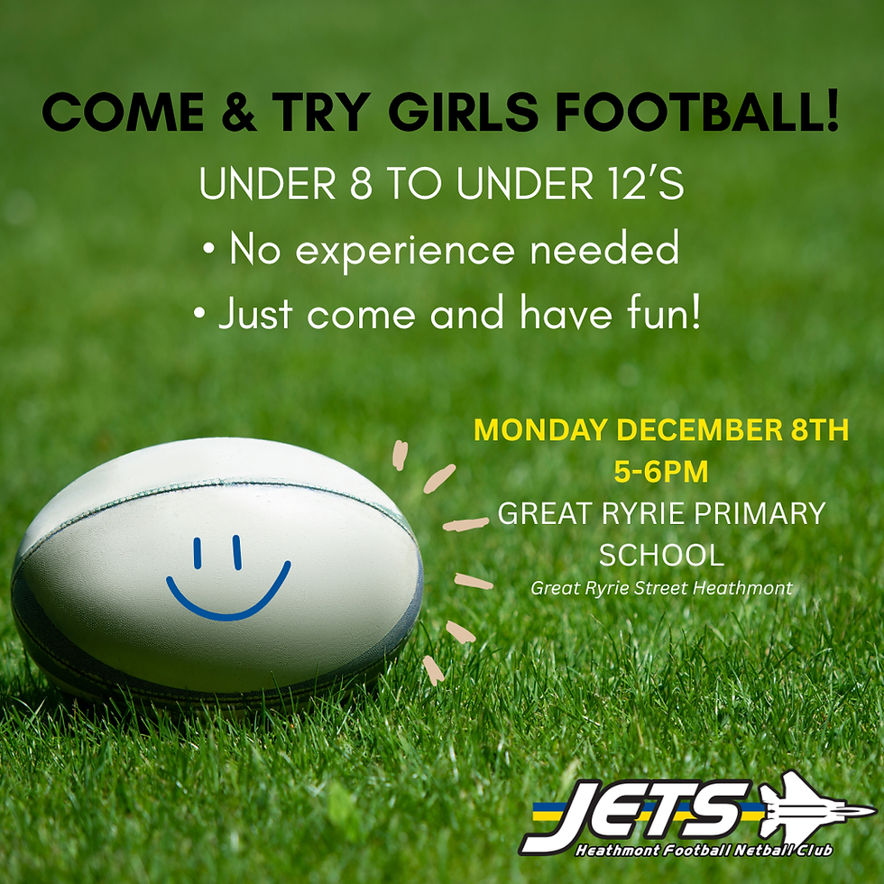 Girls Footy - Come N Try - Monday December 8th!