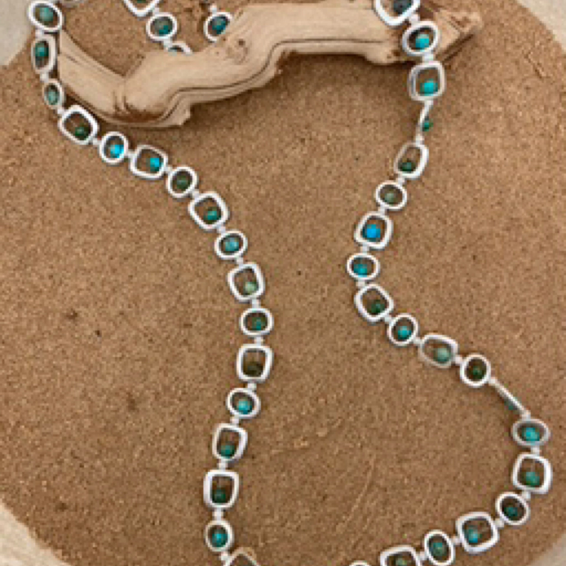 DM-Long Mod Necklace (Turquoise Silver) - 36"