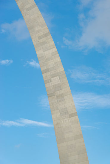 View of the Gateway Arch from the Gateway Arch National Park grounds in St. Louis, Missouri, USA.