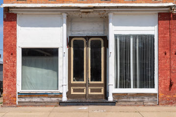 Downtown building and storefront in Tiskilwa, Illinois, USA.