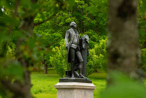 King of Prussia, Pennsylvania - United States - May 15th, 2026: The Washington Statue, cast bronze copy of a marble statue by French sculptor Jean-Antoine Houdon at Valley Forge National Historical Park in King of Prussia, Pennsylvania, USA.