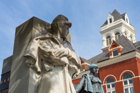 The Soldiers' Monument sculpture by Lorado Taft on a beautiful Spring morning.  Oregon, Illinois.