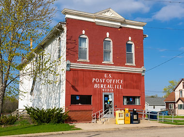 The Bureau Junction Post Office in small Midwest town.