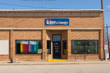 Downtown building and storefront in Tonica, Illinois, USA.