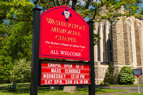 King of Prussia, Pennsylvania - United States - May 1st, 2026: Exterior of the Washington Memorial Chapel at Valley Forge National Historical Park, Pennsylvania, USA. *FOR EDITORIAL USE ONLY