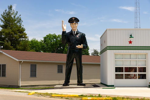 The Texaco Big Friend Giant at American Giants Museum on historic Route 66 in Atlanta, Illinois, USA.