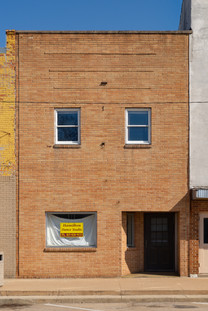 Downtown building and storefront in Tonica, Illinois, USA.