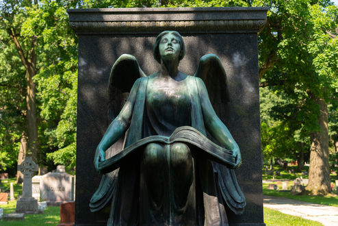 The historic sculpture "Recording Angel" by sculptor Lorado Taft, completed in 1923, in Waupun, Wisconsin, USA.