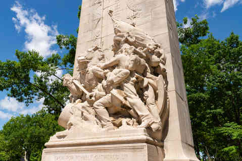 Philadelphia, Pennsylvania - United States - May 28th, 2026: Civil War Soldiers and Sailors Memorial by artist Hermon Atkins MacNeil, built in 1921, in Philadelphia, Pennsylvania, USA.