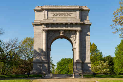 King of Prussia, Pennsylvania - United States - May 1st, 2026: The National Memorial Arch, dedicated June 19, 1917, at Valley Forge National Historical Park, Pennsylvania, USA.