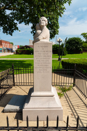The historic Annie Louise Keller Memorial by sculptor Lorado Taft, dedicated in 1929, in White Hall, Illinois, USA.