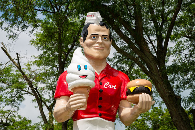 Muffler Man Carl by Mark Cline at Carl's Ice Cream in Normal, Illinois, USA.