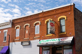 Exterior of downtown building in Winnebago, Illinois, USA.