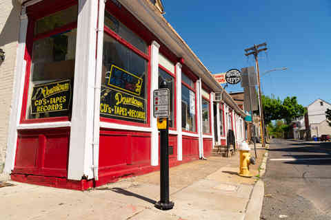 Pottstown, Pennsylvania - United States - April 27th, 2026: Exterior of record store in downtown Pottstown, Pennsylvania, USA. *FOR EDITORIAL USE ONLY