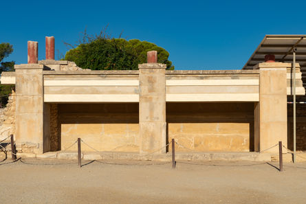 Buildings in the Central Courtyard at the Palace of Knossos in Knossos, Crete, Greece.