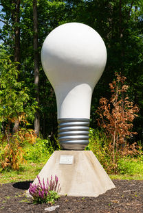 The Illuminating Lincoln Lighthouse Sculpture at The Thomas Edison Center at Menlo Park in Edison, New Jersey, USA.