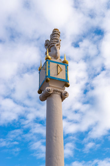 The Carlisle Market Cross in the town center, built in 1682, on a beautiful Spring morning.
