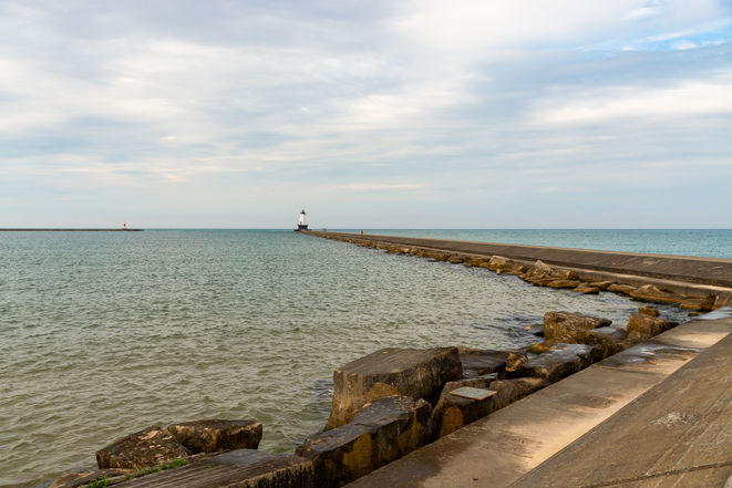 Images of the historic Ludington North Breakwater Light located in Ludington, Michigan.  Built in 1871.  Added to the U.S. National Register of Historic Places on September 6th, 2005.