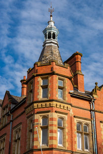 Beautiful old architecture in English city on a beautiful Spring morning.