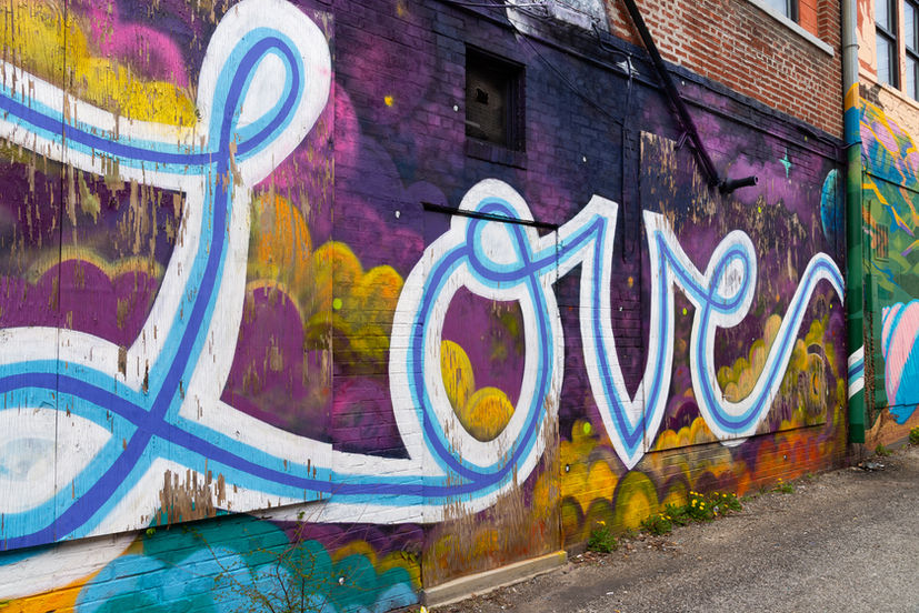 Mural by artist Shelbi Toone at the Lafayette Mural Alley in Columbus, Ohio, USA.