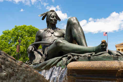 Philadelphia, Pennsylvania - United States - May 28th, 2026: The Washington Monument by Rudolf Siemering, dedicated in 1897, at Eakins Oval in Philadelphia, Pennsylvania, USA.