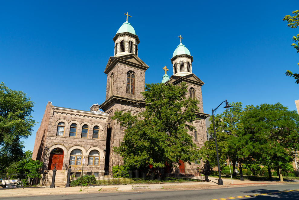 Exterior of church in downtown Trenton, New Jersey, USA.