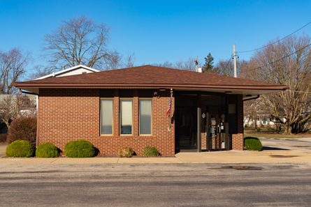 Exterior of banking center building in McLean, Illinois, USA.