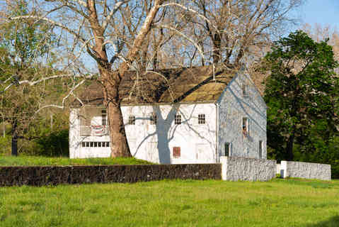 Historic Potts barn at Valley Forge National Historical Park in King of Prussia, Pennsylvania, USA.