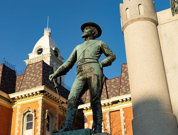 The Randolph County Soldiers and Sailors Monument, dedicated in 1892, in downtown Winchester, Indiana, USA.