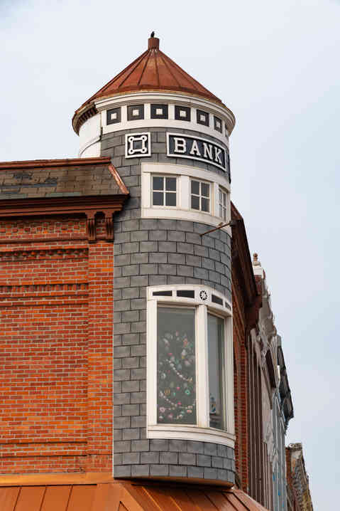 Exterior of downtown building in Montpelier, Ohio, USA.