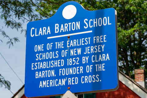Bordentown, New Jersey - United States - July 10th, 2026: Exterior of the Historic Clara Barton School, established in 1852, in Bordentown, New Jersey, USA.