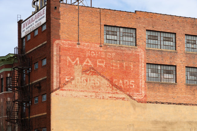 Exterior of downtown building in Wheeling, West Virginia, USA.