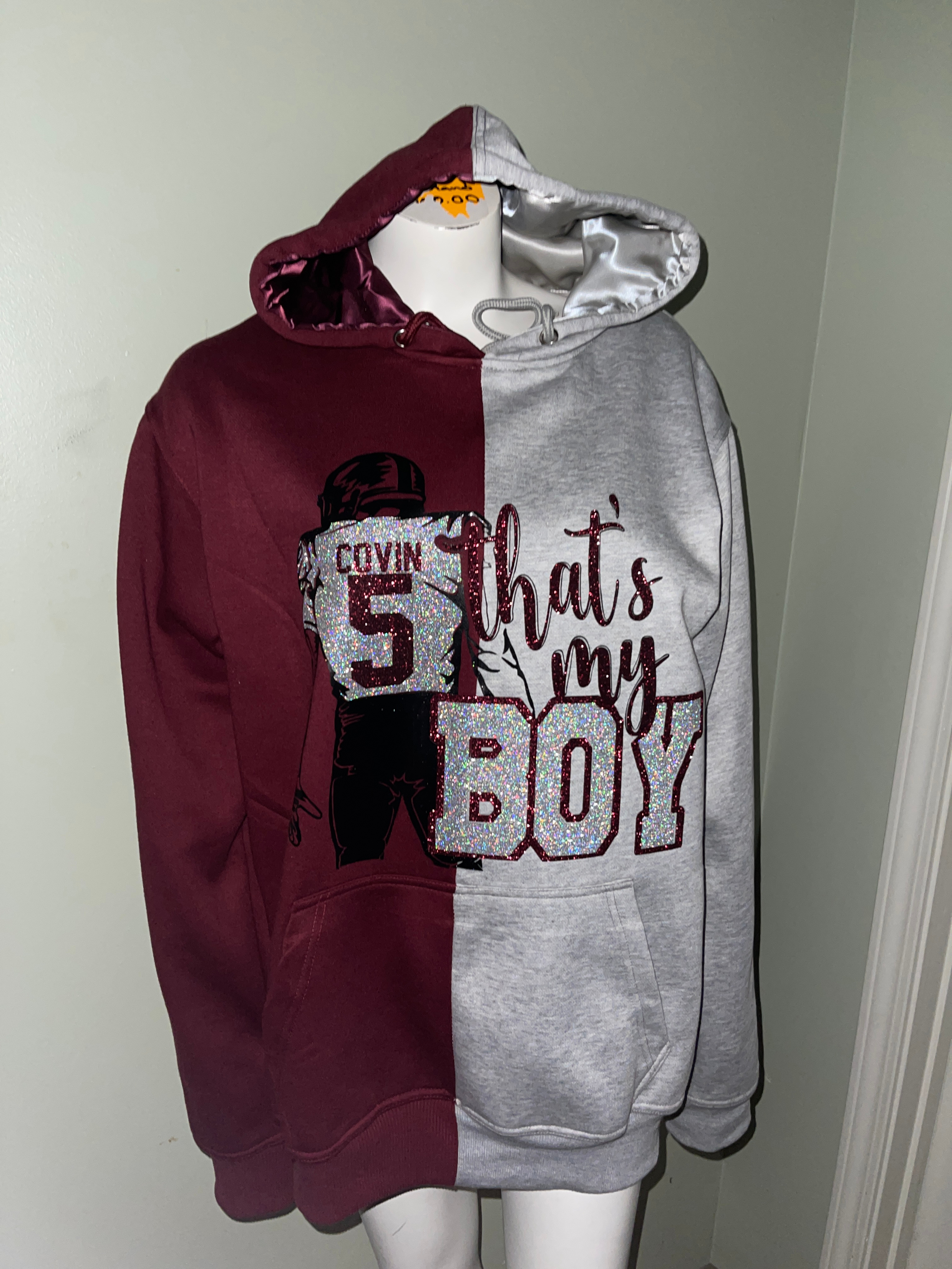 That's my boy with number football hoodie.