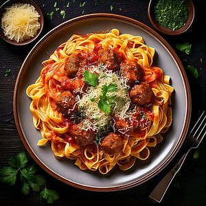 MEAT SAUCE LASAGNA WITH MEAT BALLS