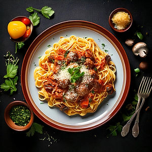 MEAT SAUCE WITH MUSHROOMS & MEAT BALLS