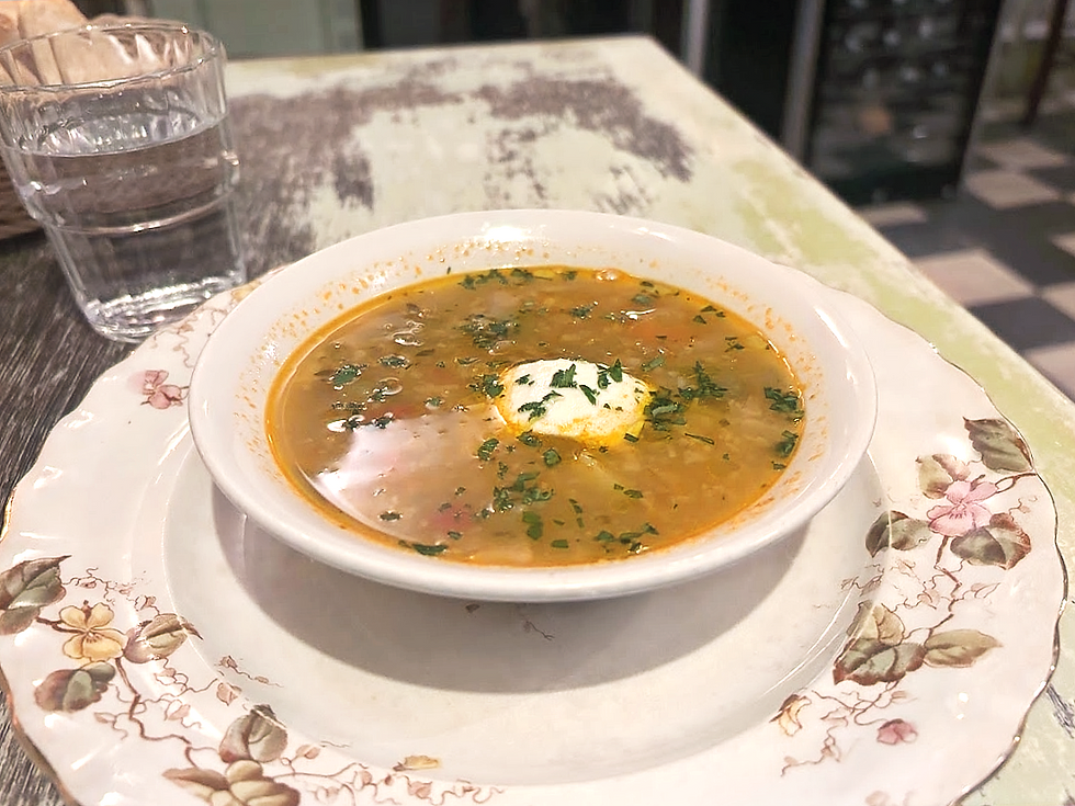 Soppa tal-armla, vegetables and broth anchored by a melting ġbejna.