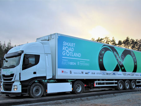 Electric truck ready for dynamic wireless charging on public roads in Sweden
