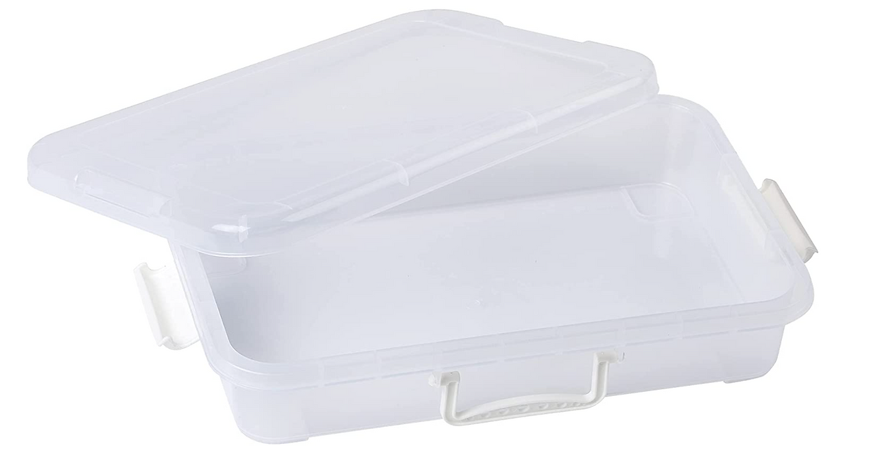 clear sensory bin with lid