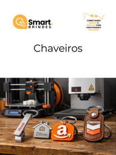 Os chaveiros personalizados são brindes versáteis, elegantes e extremamente eficazes para fortalecer a presença da sua marca no dia a dia do público. Em nosso portfólio, oferecemos uma ampla variedade de modelos, incluindo chaveiros de metal, chaveiros com detalhes em couro, impressão 3D, além de diversos formatos e acabamentos, desenvolvidos para atender diferentes estratégias de marketing e posicionamentos de marca