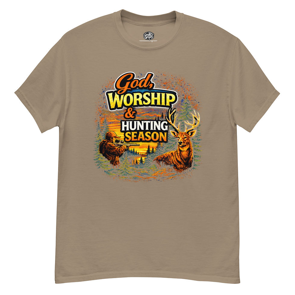 Thumbnail: God, Worship & Hunting Season- Unisex classic tee