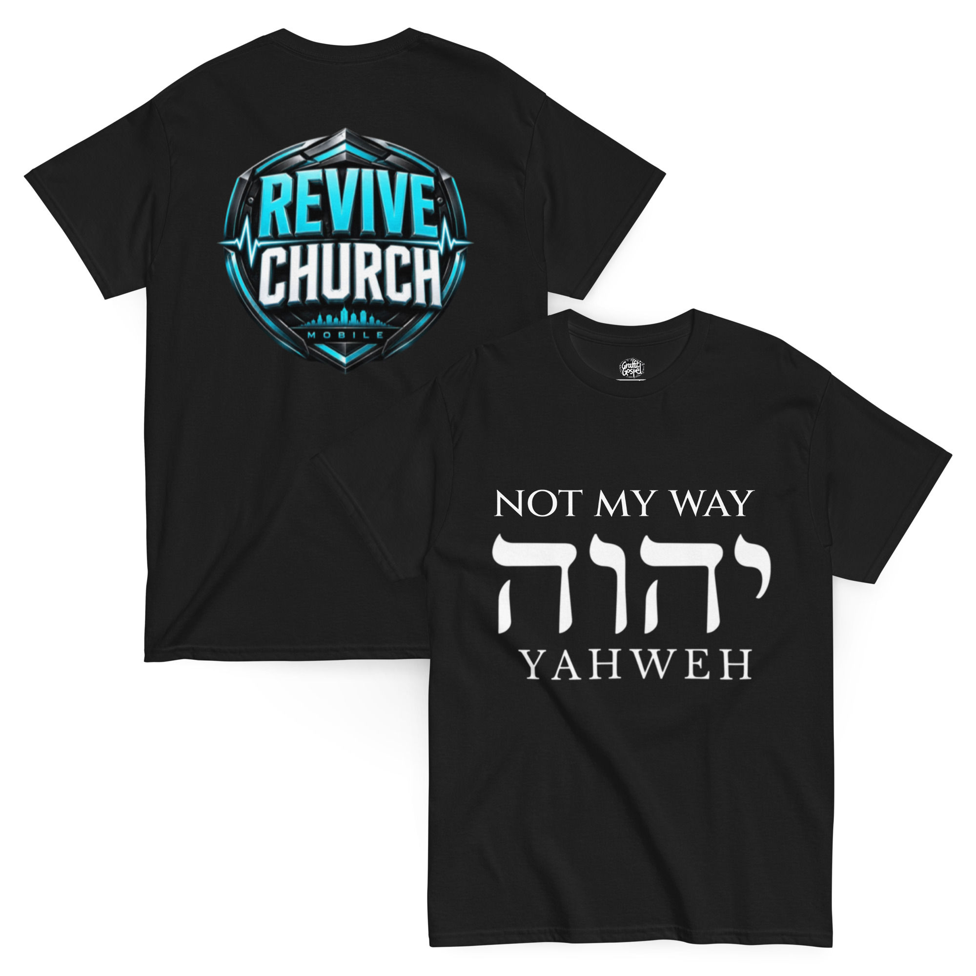 Not my way Revive logo Blue classic tee