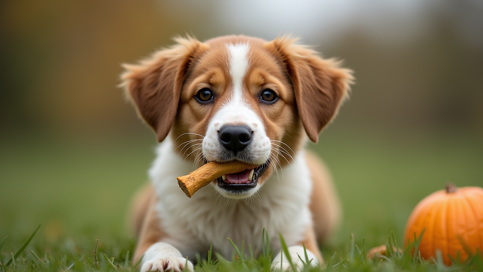 Close-up view of a dog enjoying a natural chew