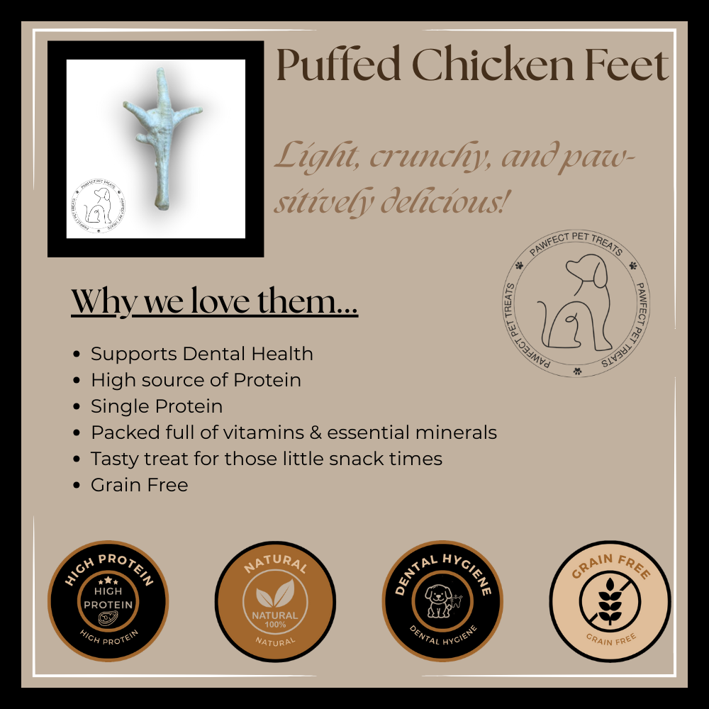 Puffed Chicken Feet Dog Treat Information