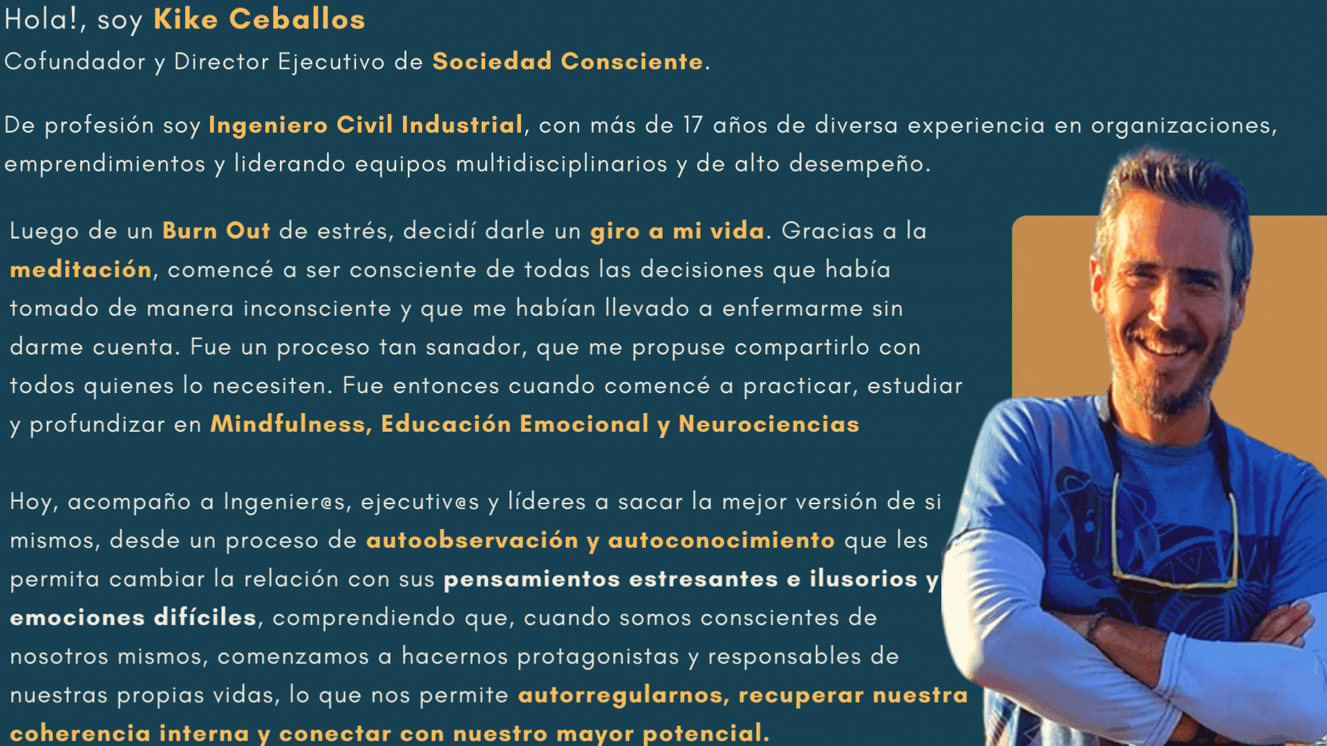 Hola!, soy Kike Ceballos Cofundador y Director Ejecutivo de Sociedad Consciente. _ De prof