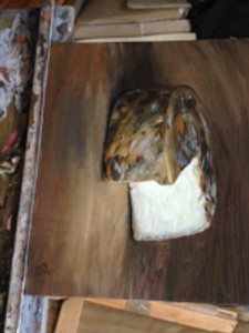 Ribblesdale Matured Natural Rinded Goat cheese, painted by Christian Furr, hot off the easel