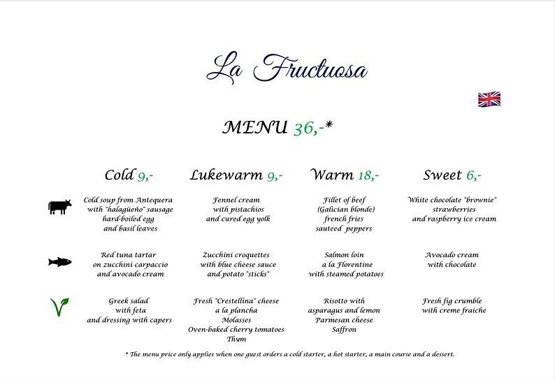 Menu English August