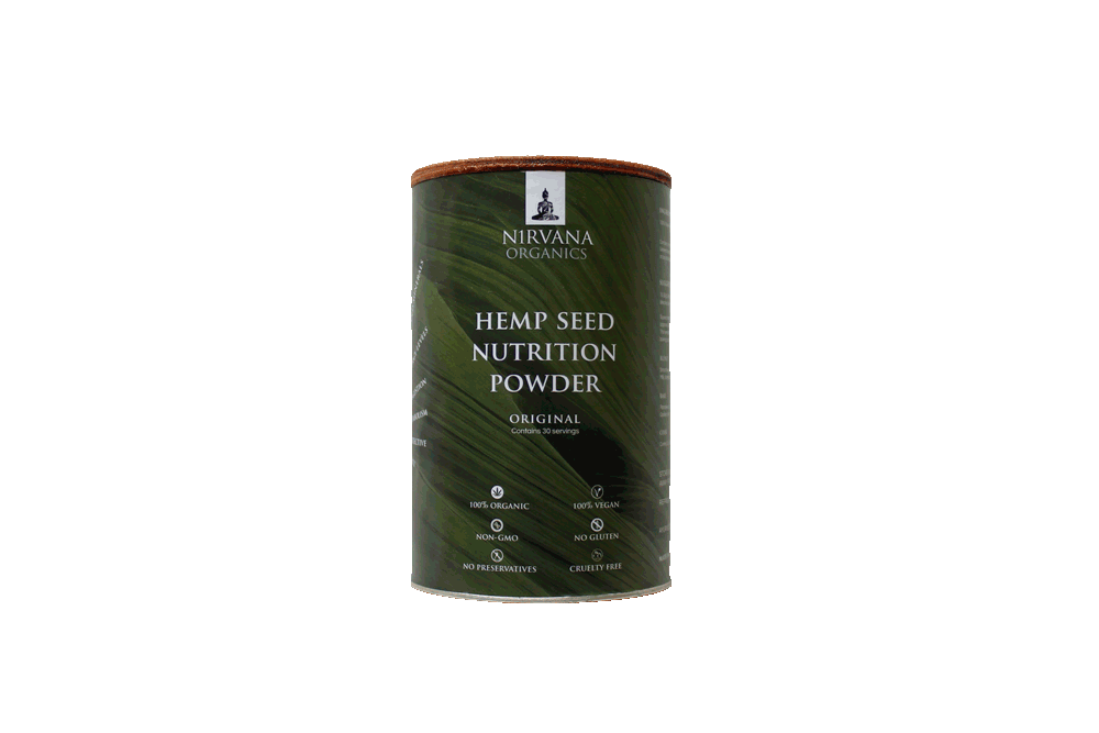 A 360 degree rotating gif of 500g pack Hemp Seed Nutrition Powder
